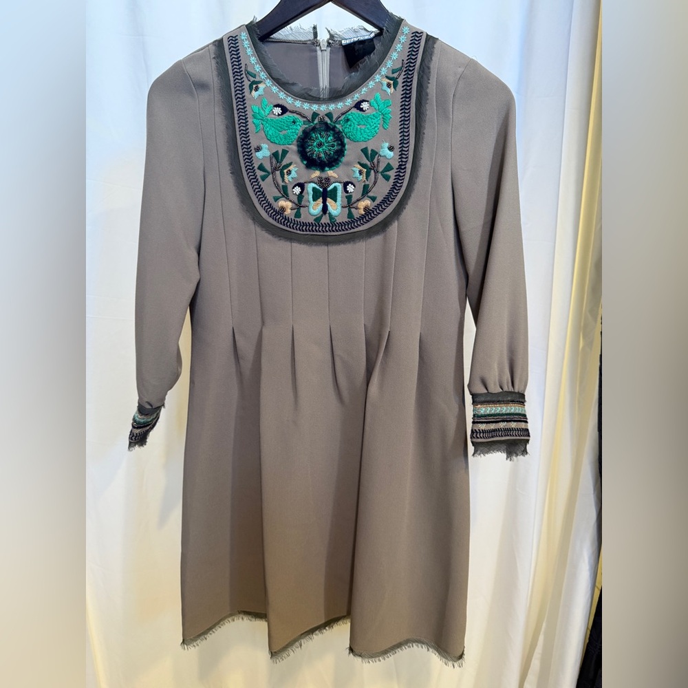 Elegant Gray Embroidered Dress